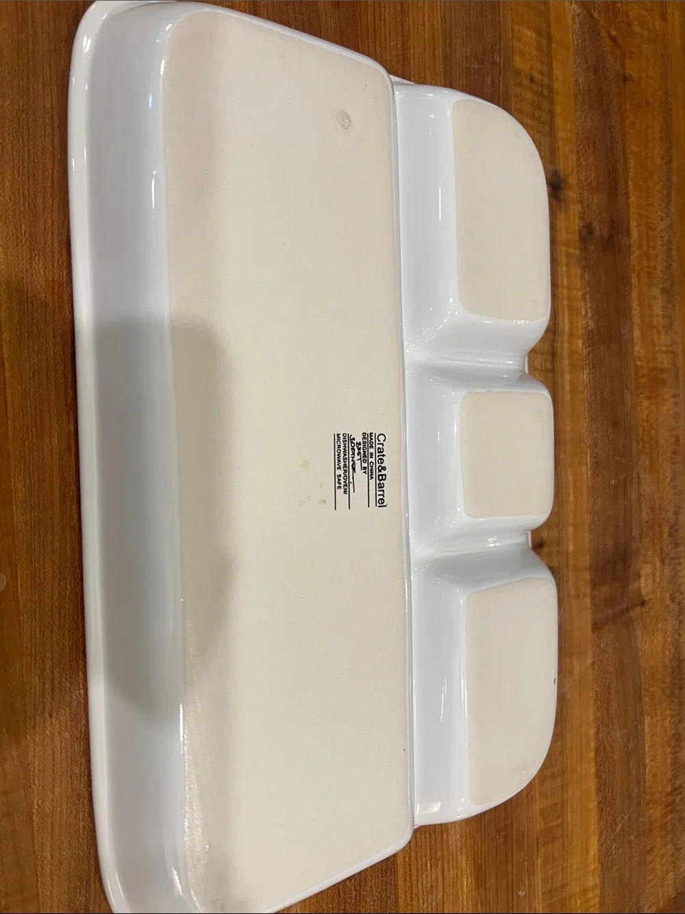 Crate&Barrel White Sectioned Ceramic Serving Platter